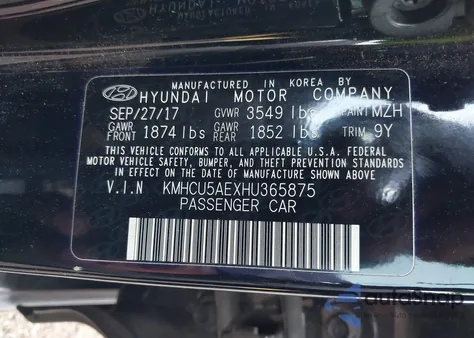 2017 Hyundai Accent Sport из США, поврежденный, VIN KMHCU5AEXHU365875